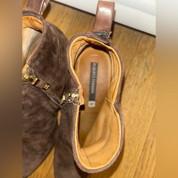 Alberto Fermani Ankle Booties Women size 38 (US 7.5) Brown Suede Made in Italy - Picture 5 of 6